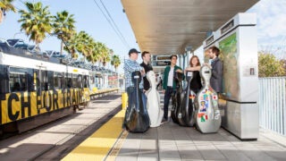 students at metro station
