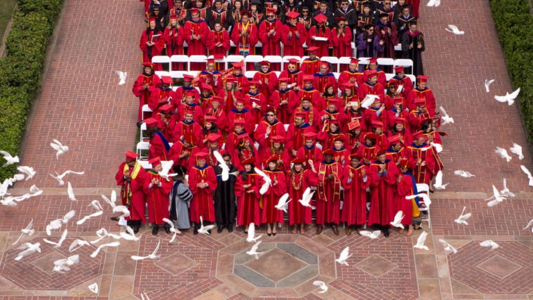 doves released at commencement