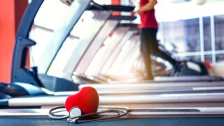 Heart and stethoscope on treadmill