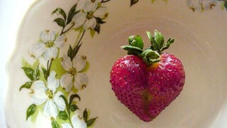 Strawberry in the shape of a heart