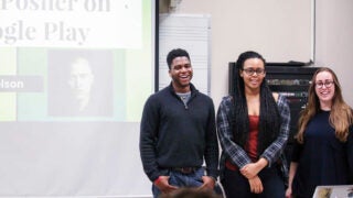 Thornton students giving a presentation pitch