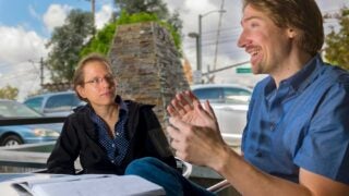 Shirley Pepke and Greg Ver Steeg talking together