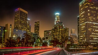 City lights and skyline at night