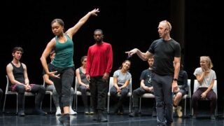 Students performing on stage