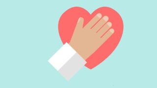 Cartoon of hand over heart