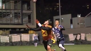 Students playing flag football