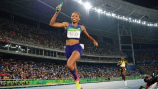 Trojan Allyson Felix competing at the USC Olympics