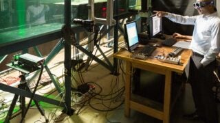 Mitul Luhar in fluid dynamics lab