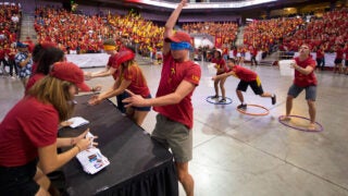 Students playing games at Residential College Cup
