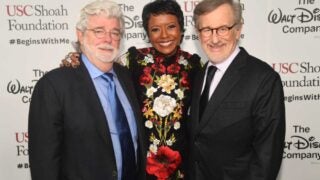 George Lucas, Mellody Hobson and Steven Spielberg at a gala