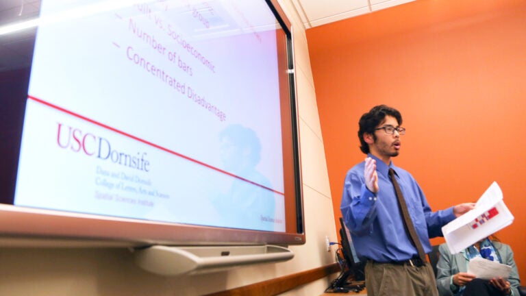 student presenting