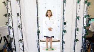 Leslie Saxon inside tent