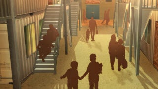 refugee camp illustration