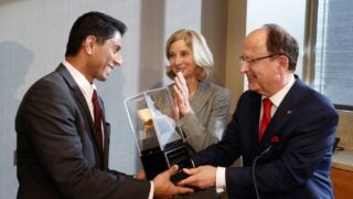 C. L. Max Nikias receiving award