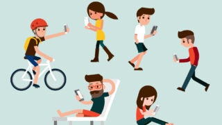 graphic of teens using smartphones