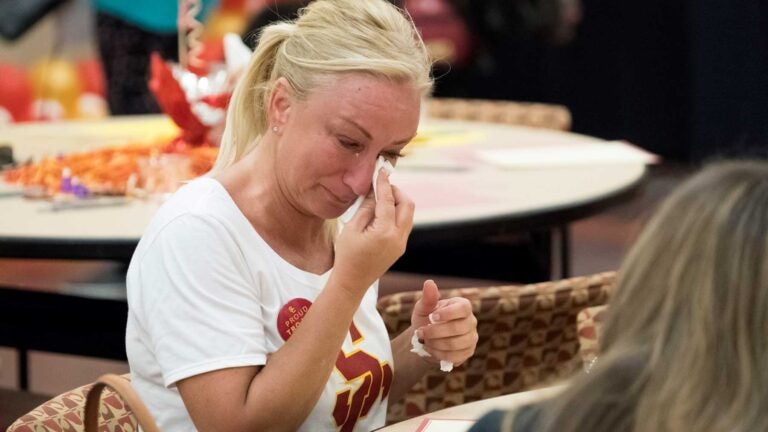teary-eyed parent