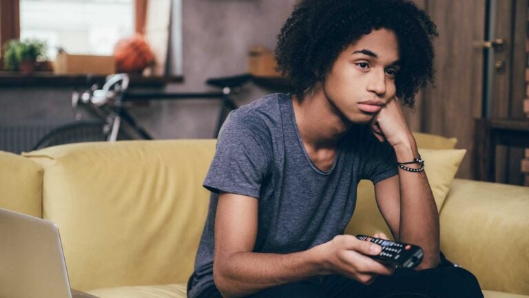 male watching tv