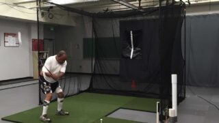 A patient using golf for physical therapy
