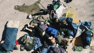 homeless youth sleeping outside