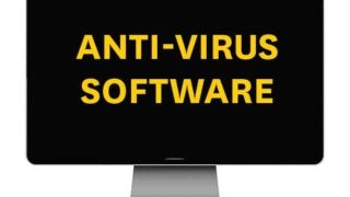 Computer monitor with the text Anti-virus software on it