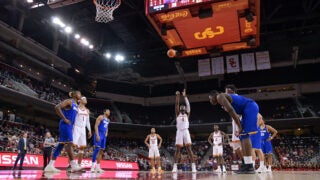 basketball player shooting a free throw