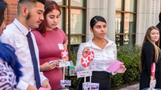 high school students tabling