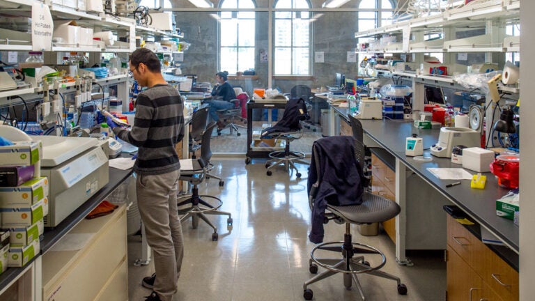 Michelson Hall in his lab