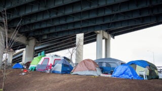 Tents housing the homeless