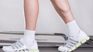 running shoes on a treadmill
