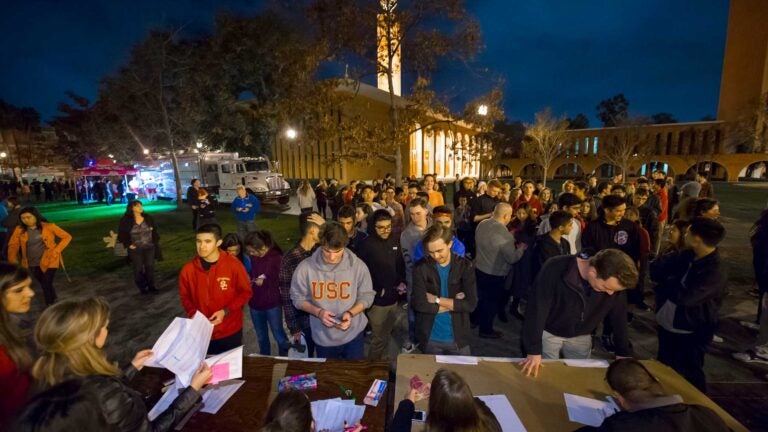 First-year students check in at an event designed for students admitted in the spring semester.
