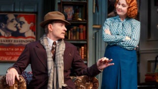 Kevin Kline and Kate Burton in a scene from Broadway's Present Laughter.