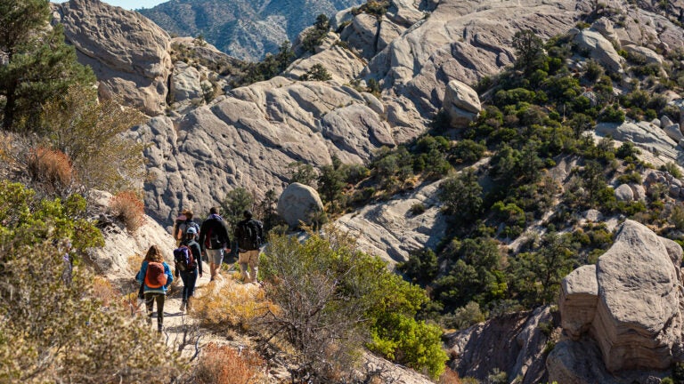 students on a hike