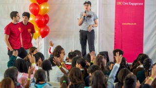 Katie Mills speaks to students