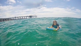 Hannah Walker modified a body board with an embedded waterproof sensor package to collect data about the ocean’s bathymetry.