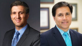 Vitreoretinal surgeons Amir Kashani, left, and Mark Humayun pioneered a new surgical procedure to treat dry age-related macular degeneration. (Photos/Courtesy of the USC Dr. Allen and Charlotte Ginsburg Institute for Biomedical Therapeutics)