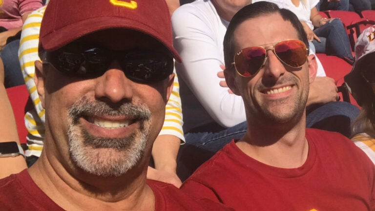 Garrett Wagner, right, found his way with encouragement from his dad, John, who graduated from USC in 1988. (Photo/Courtesy of Garrett Wagner)