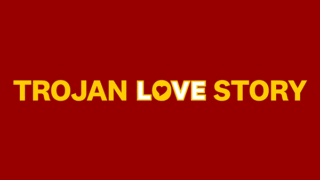 Trojan love story with arrows that connect the words together