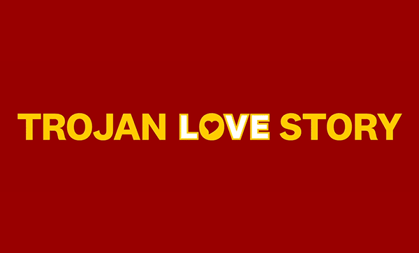 Trojan love story with arrows that connect the words together