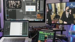 Assistant Technical Theatre Manager Joe Shea's set up to produce a virtual production.