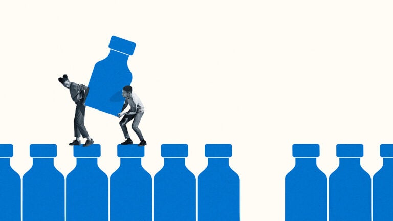 illustration of individuals carrying bottles