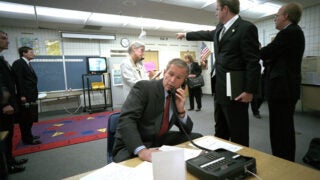 George W Bush on the phone