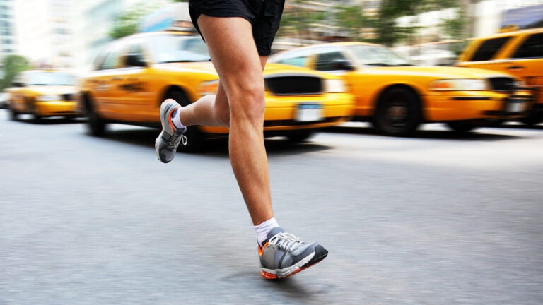 individual running in the city