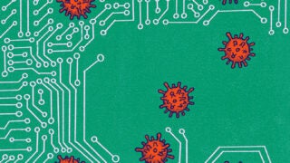 Circuit board with a virus on it