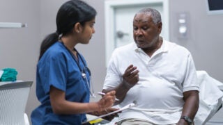 male patient speaking with doctor