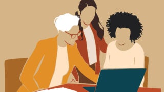 team workers collaborating illustration