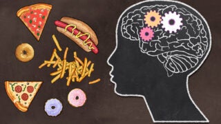 addiction illustration with greasy/sweet food