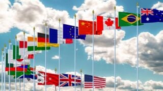 Flags of the U.S. and other countries