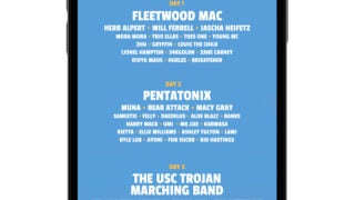 USC Trojanfest poster on a phone