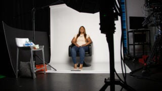 Rodney King's daughter being recorded in a studio