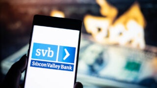 smartphone displaying Silicon Valley Bank logo